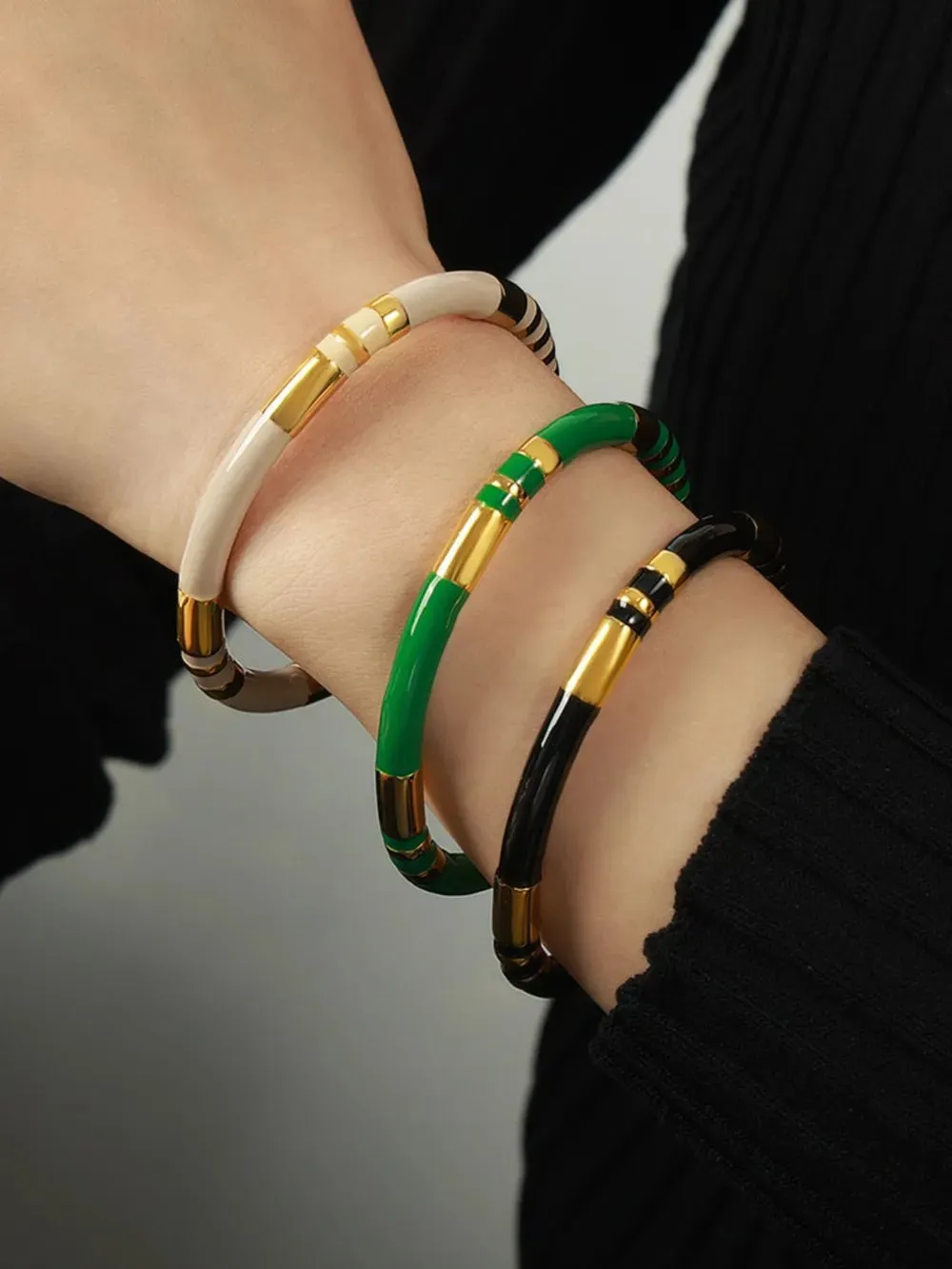 Enamel Titanium Steel Cuff Bracelet sold by Gigi Laurent product image thumbnail 2