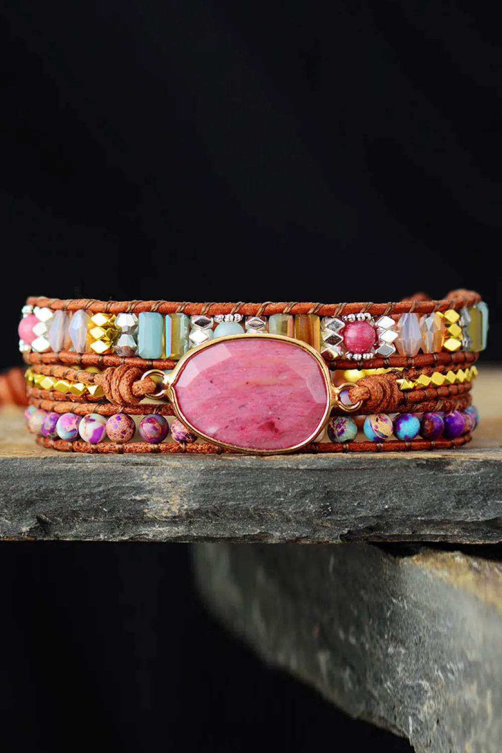 Handmade Crystal Beaded Natural Stone Bracelet sold by Gigi Laurent product image thumbnail 5