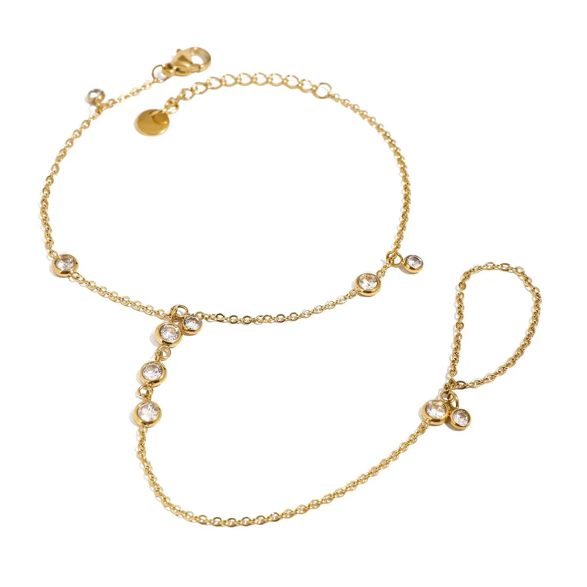 18K Gold-Plated Inlaid Rhinestone Chain Bracelet sold by Gigi Laurent product image thumbnail 5