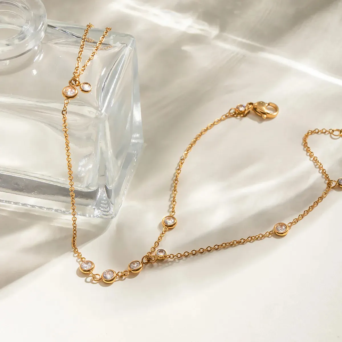 18K Gold-Plated Inlaid Rhinestone Chain Bracelet sold by Gigi Laurent product image thumbnail 2