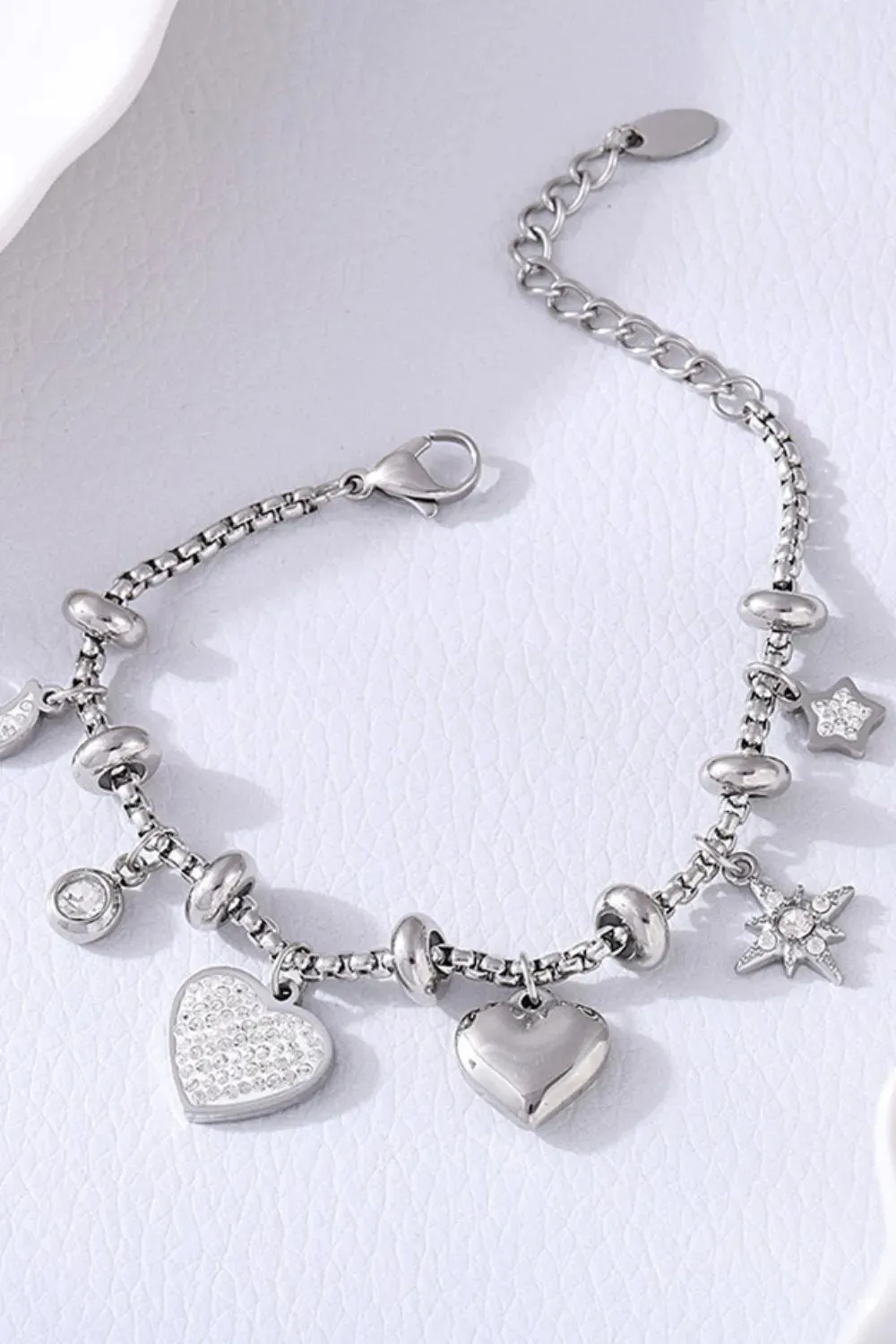Titanium Steel Inland Zircon Heart Charm Bracelet sold by Gigi Laurent product image thumbnail 4