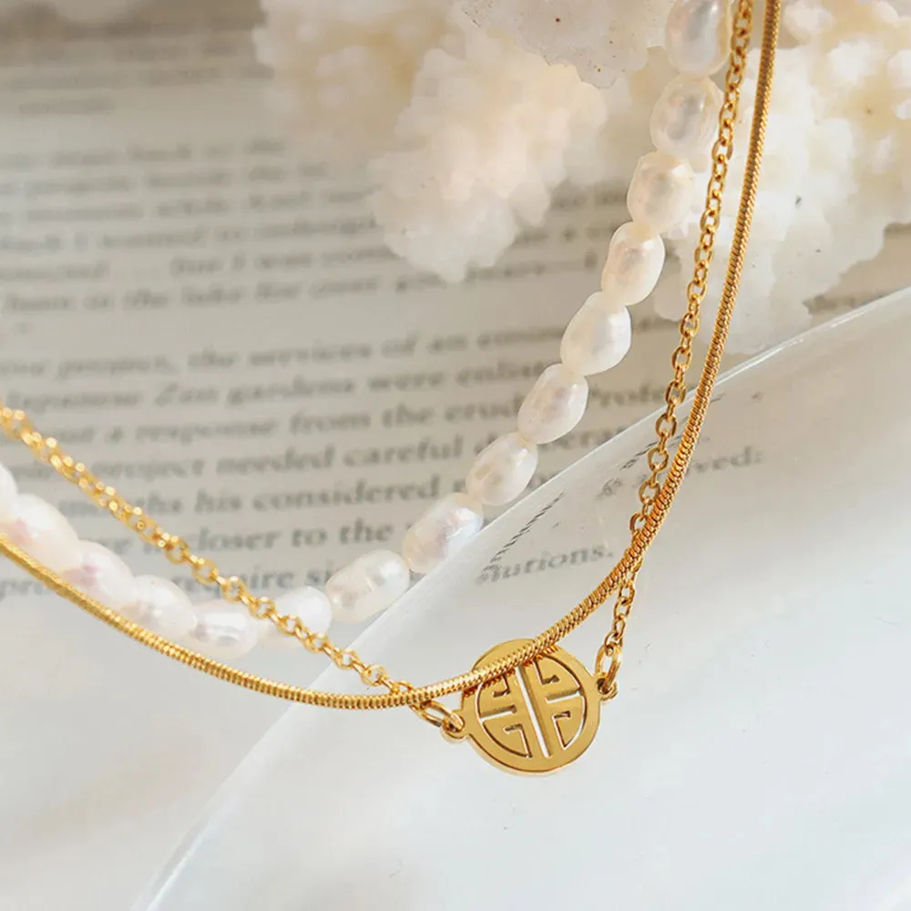 Titanium Steel Three-Layered Pearl Bracelet sold by Gigi Laurent product image thumbnail 2