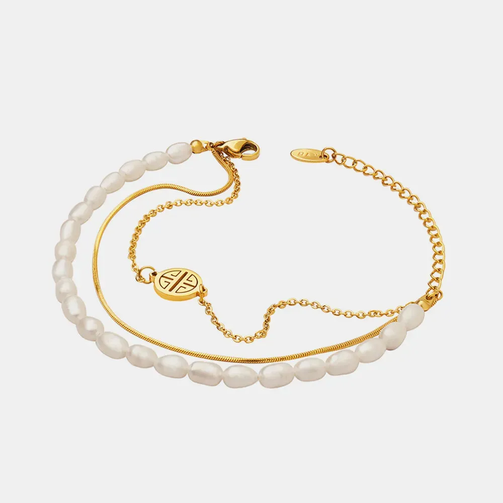 Titanium Steel Three-Layered Pearl Bracelet sold by Gigi Laurent product image thumbnail 5