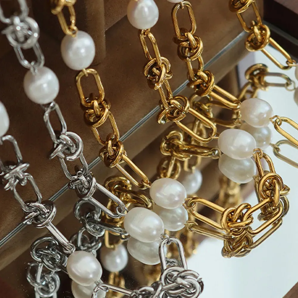 Freshwater Pearl Titanium Steel Bracelet sold by Gigi Laurent product image thumbnail 4