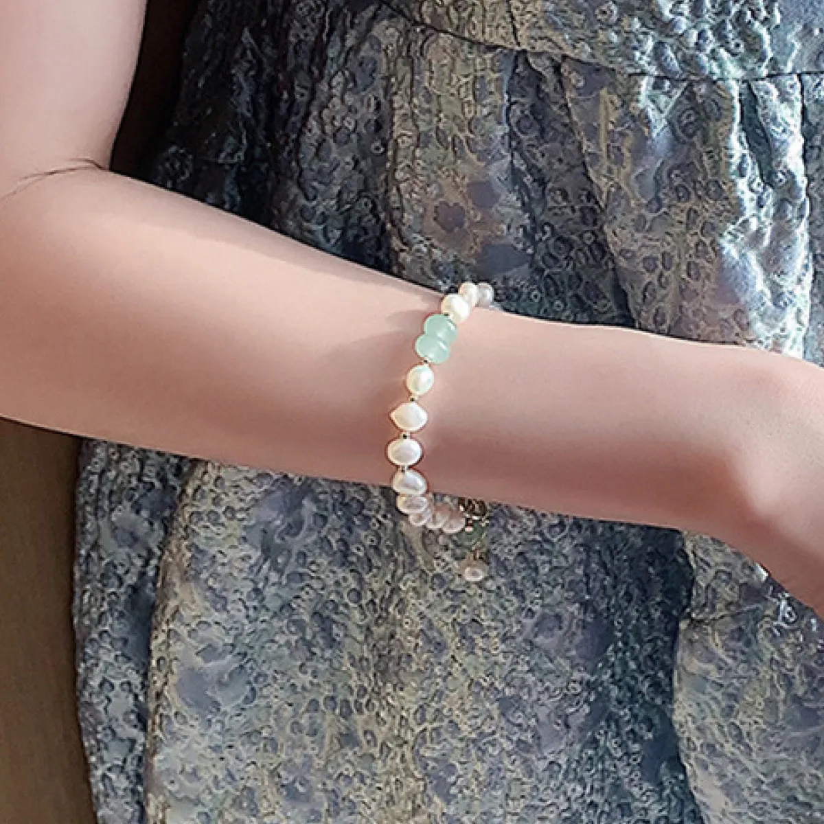 Pearl Green Stone Link Bracelet sold by Gigi Laurent product image thumbnail 5
