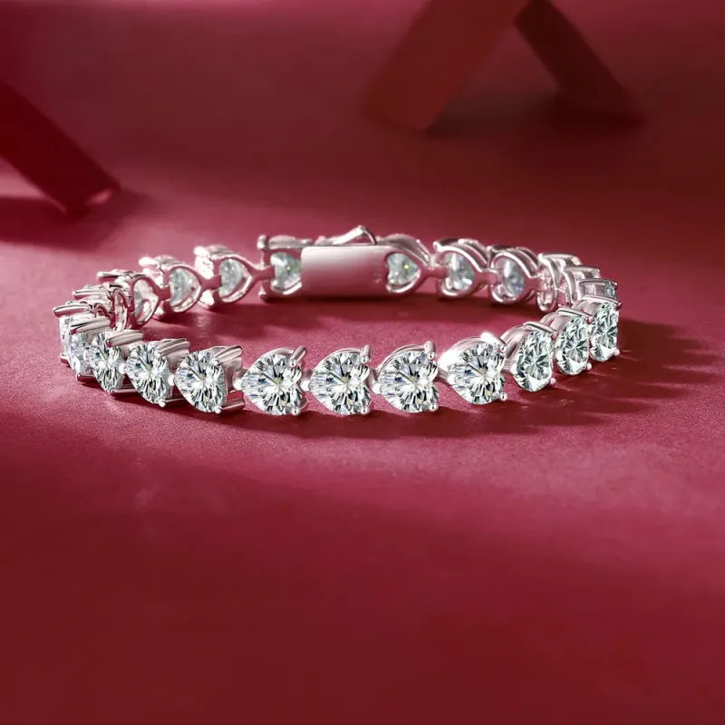 24 Carat Moissanite 925 Sterling Silver Heart Bracelet sold by Gigi Laurent