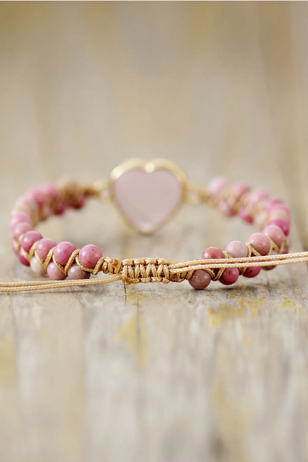 Rose Quartz Heart Beaded Bracelet sold by Gigi Laurent product image thumbnail 4