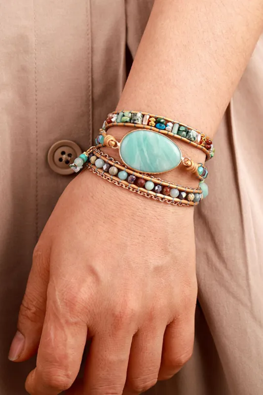 Handmade Natural Stone Beaded Triple Layer Bracelet sold by Gigi Laurent