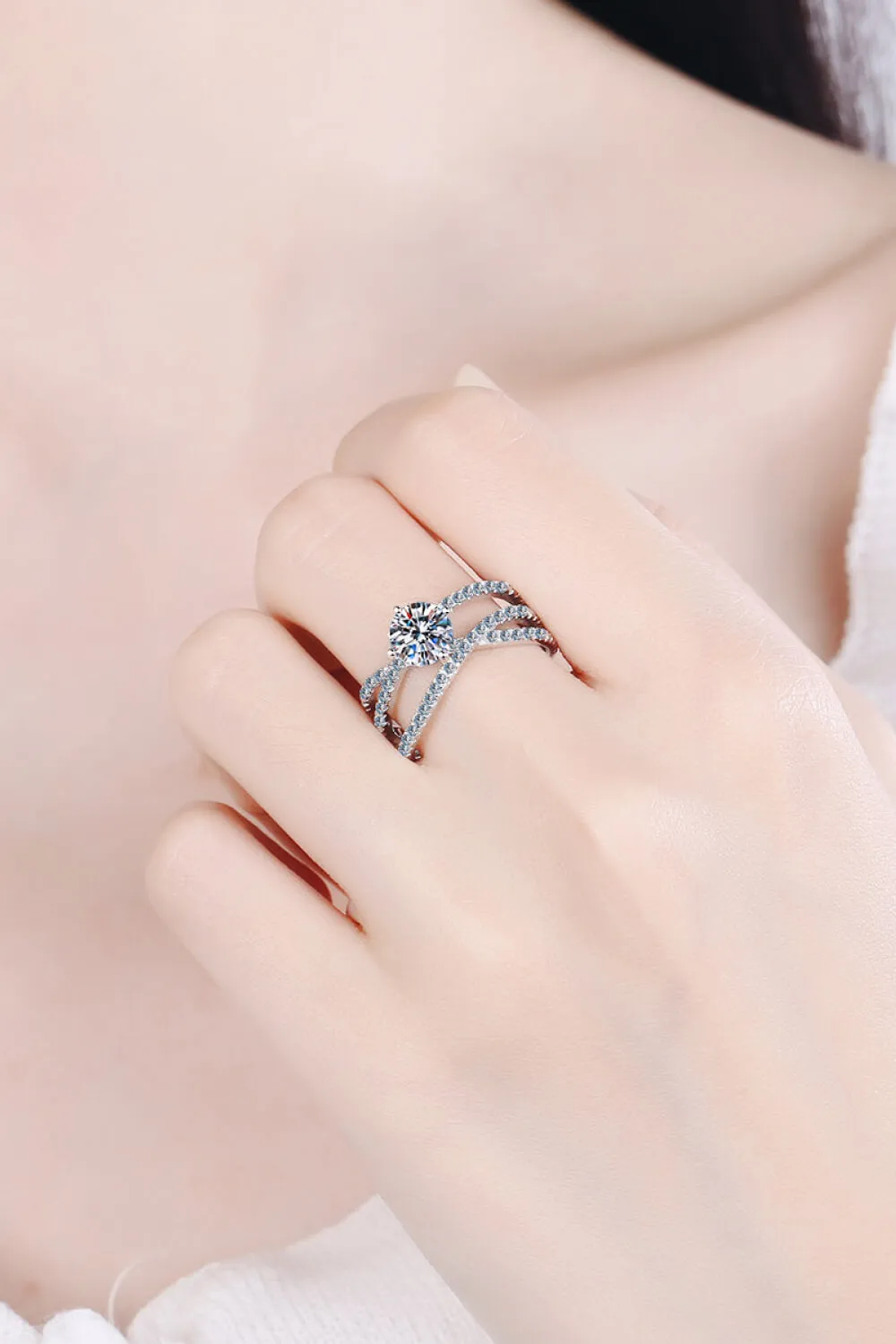 1 Carat Moissanite Crisscross Ring sold by Gigi Laurent product image thumbnail 5