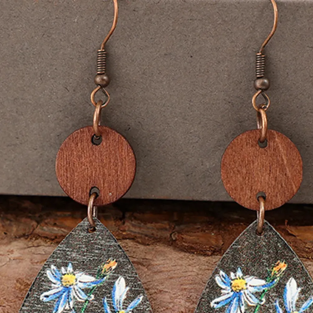 Flower Geometrical Shape Wooden Earrings sold by Gigi Laurent product image thumbnail 2