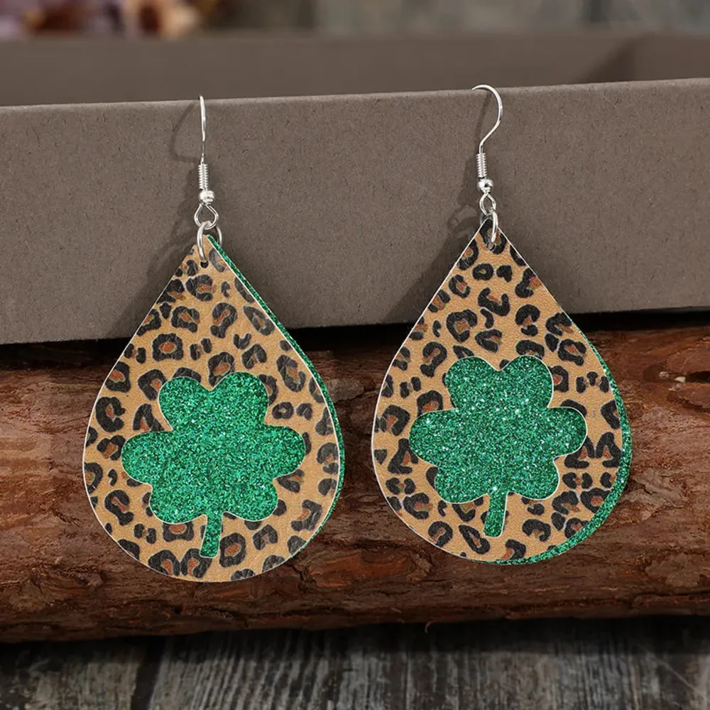 Leopard Hollowed Leather Teardrop Earrings sold by Gigi Laurent product image thumbnail 2