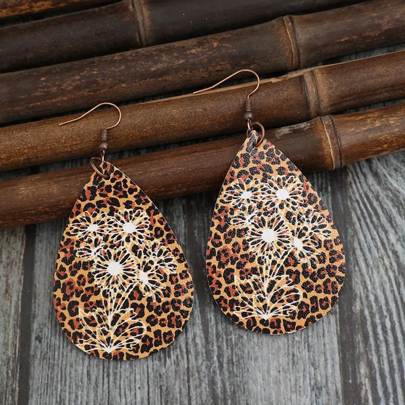 Leopard PU Leather Teardrop Shape Earrings sold by Gigi Laurent product image thumbnail 3