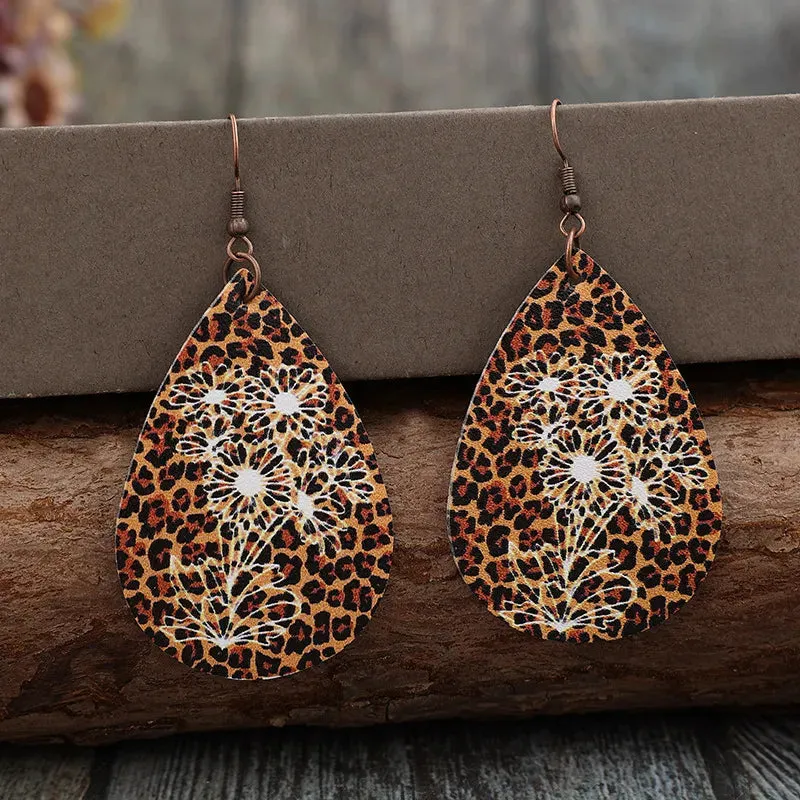 Leopard PU Leather Teardrop Shape Earrings sold by Gigi Laurent product image thumbnail 2