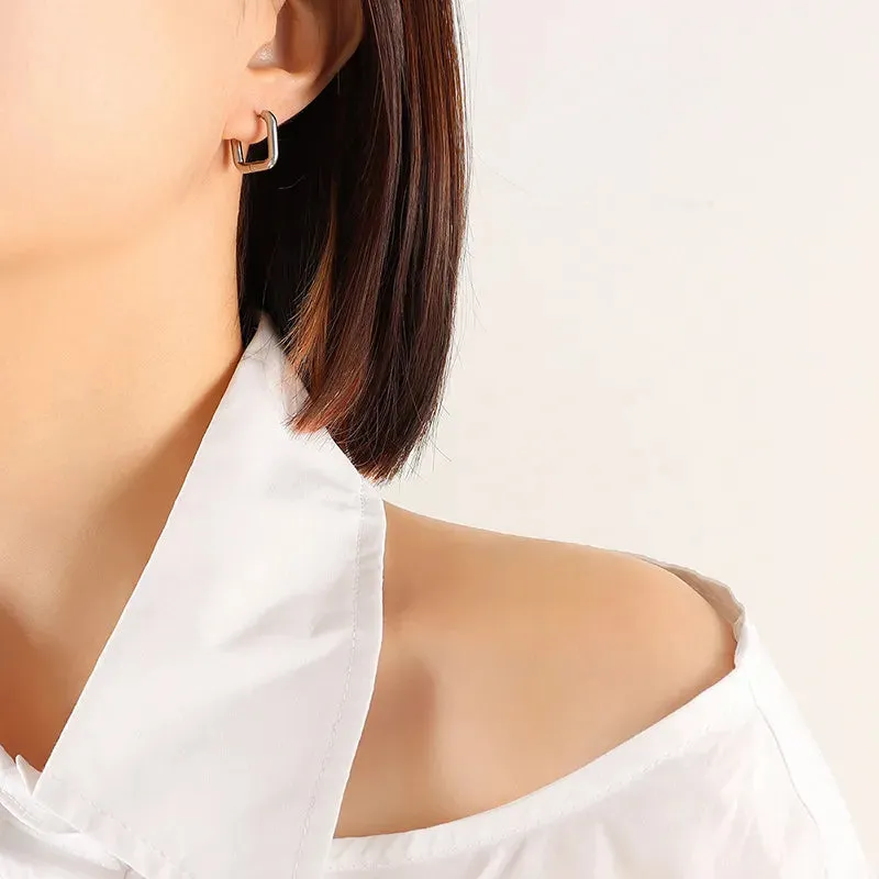 Titanium Steel Geometric Huggie Earrings sold by Gigi Laurent product image thumbnail 5