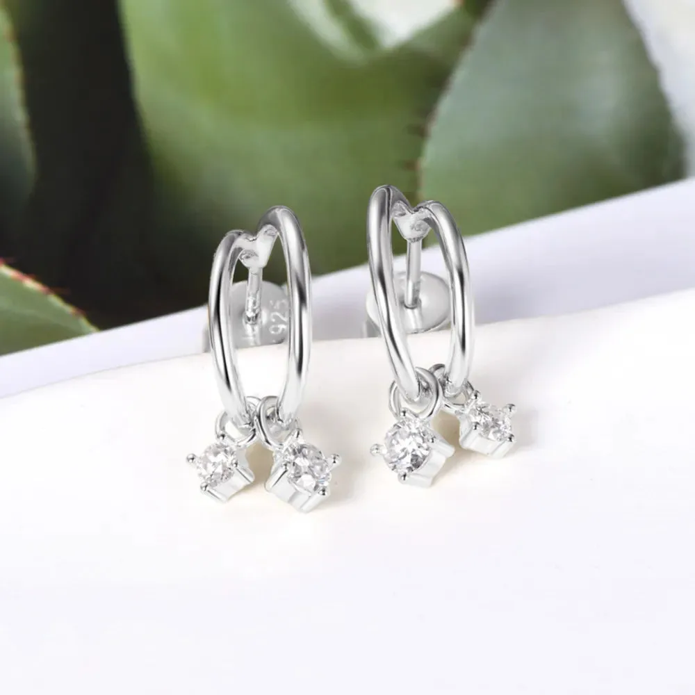 925 Sterling Silver Moissanite C-Hoop Earrings sold by Gigi Laurent product image thumbnail 3