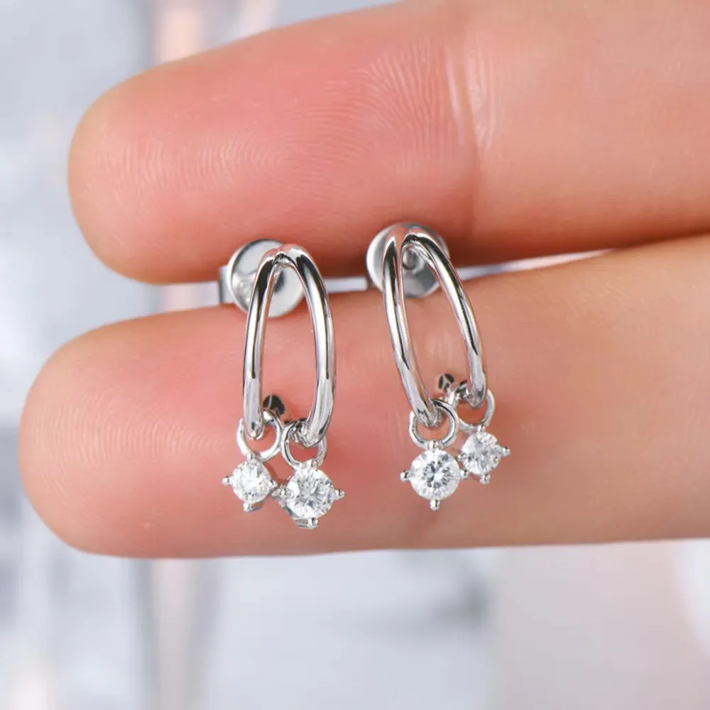 925 Sterling Silver Moissanite C-Hoop Earrings sold by Gigi Laurent product image thumbnail 4
