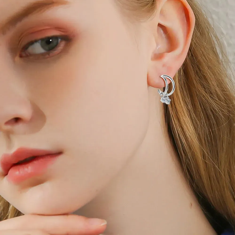 925 Sterling Silver Moissanite C-Hoop Earrings sold by Gigi Laurent