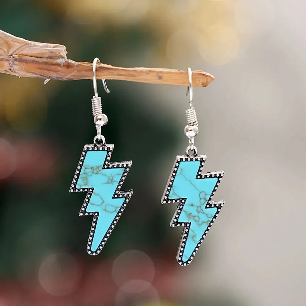 Artificial Turquoise Lightning Dangle Earrings sold by Gigi Laurent product image thumbnail 2