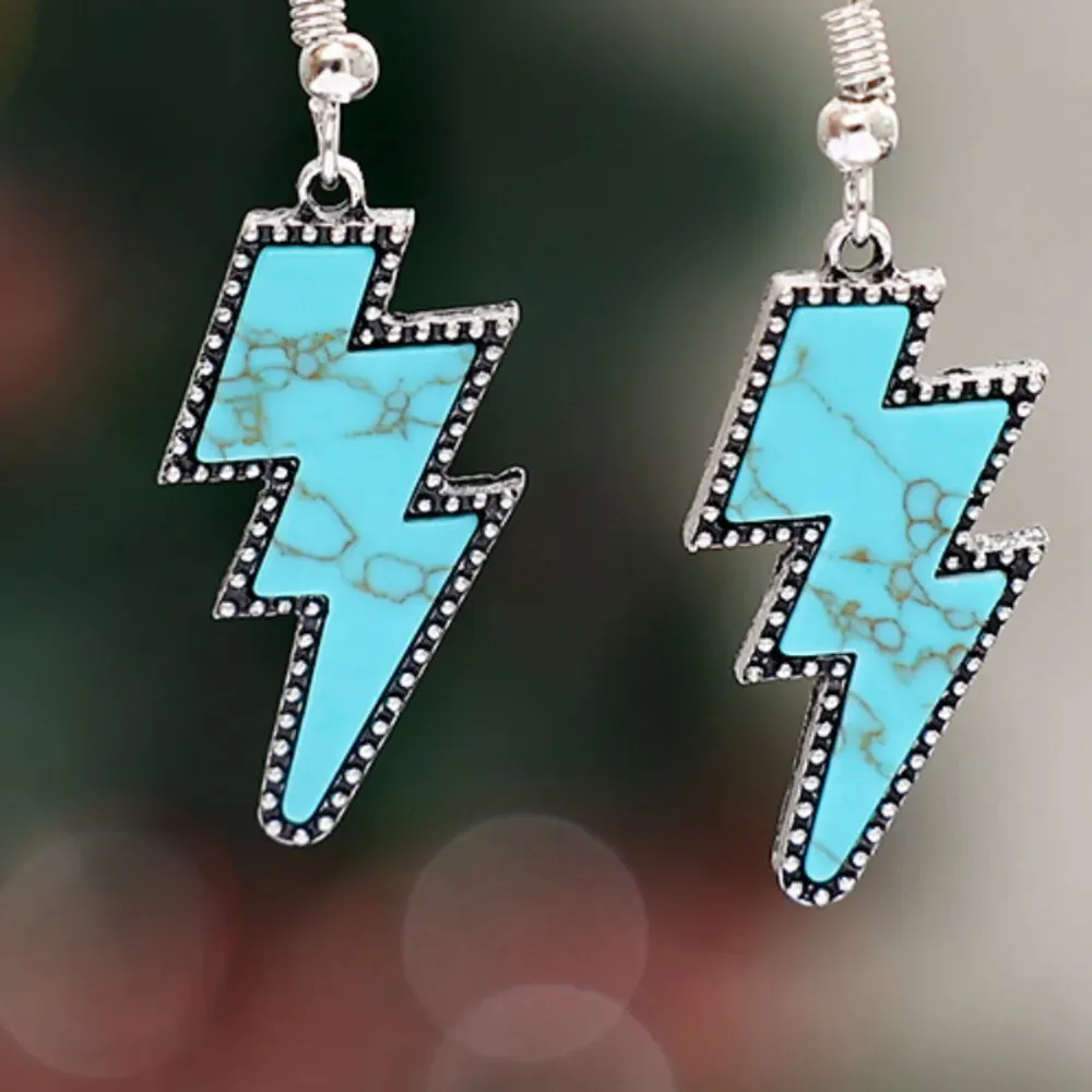 Artificial Turquoise Lightning Dangle Earrings sold by Gigi Laurent product image thumbnail 3