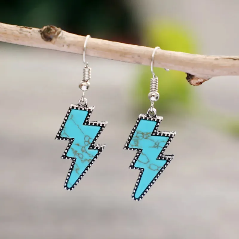 Artificial Turquoise Lightning Dangle Earrings sold by Gigi Laurent