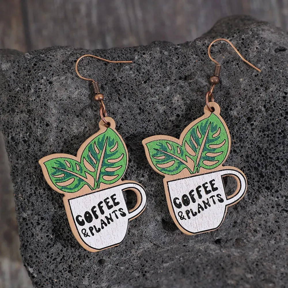 Wooden Alloy Dangle Earrings sold by Gigi Laurent