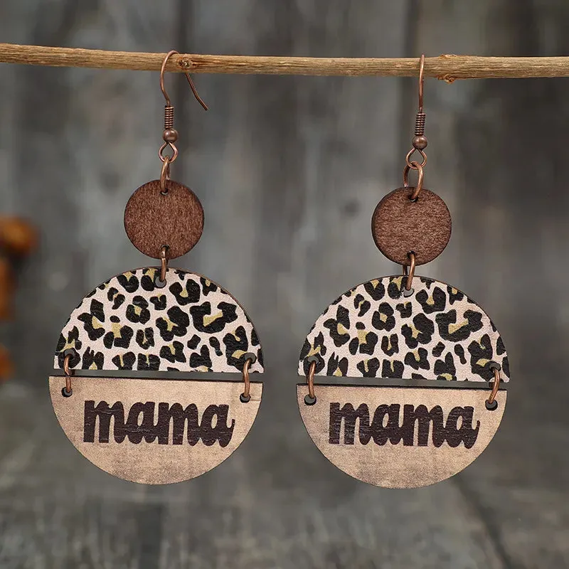Wooden Leopard Round Shape Earrings sold by Gigi Laurent