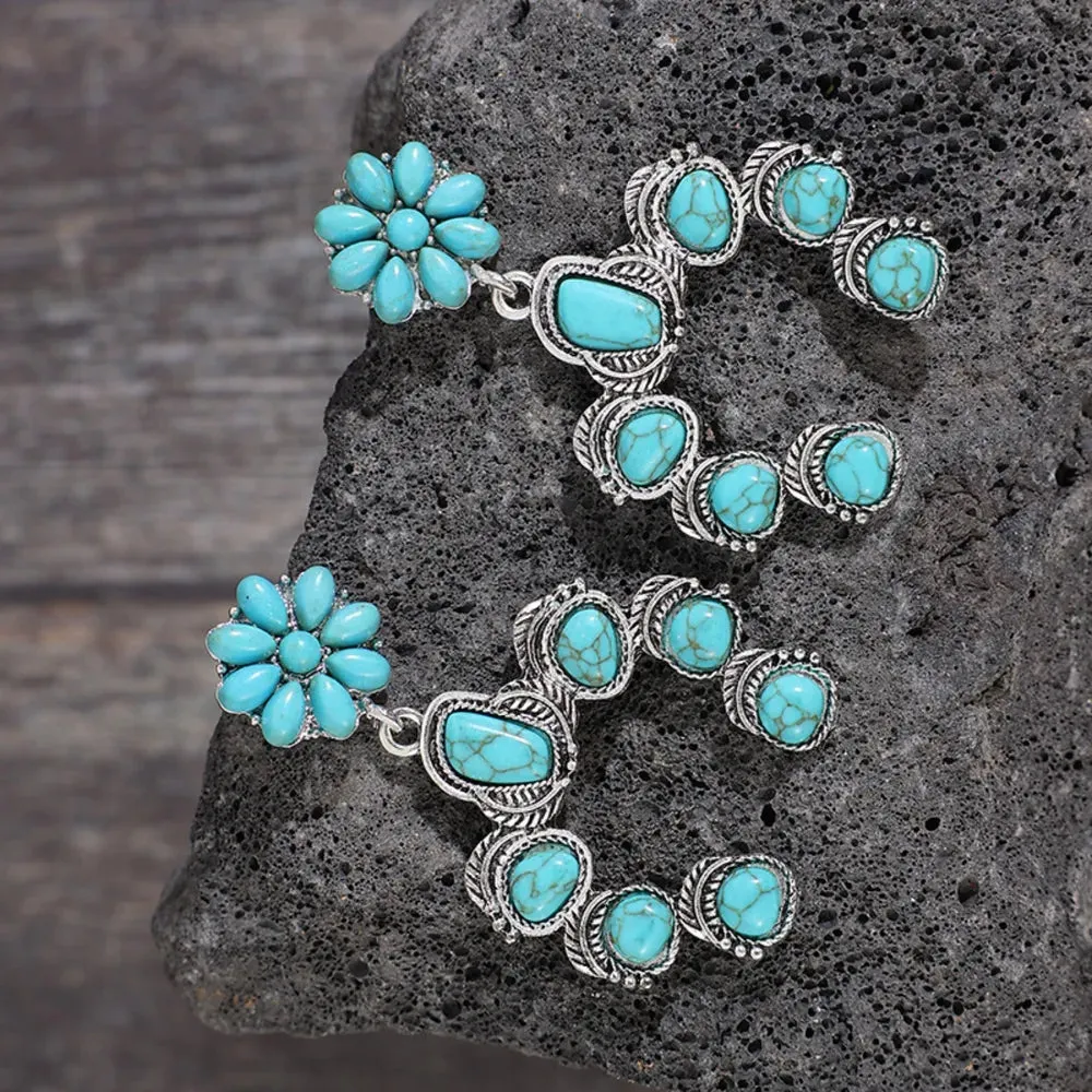Artificial Turquoise Alloy Dangle Earrings sold by Gigi Laurent product image thumbnail 3