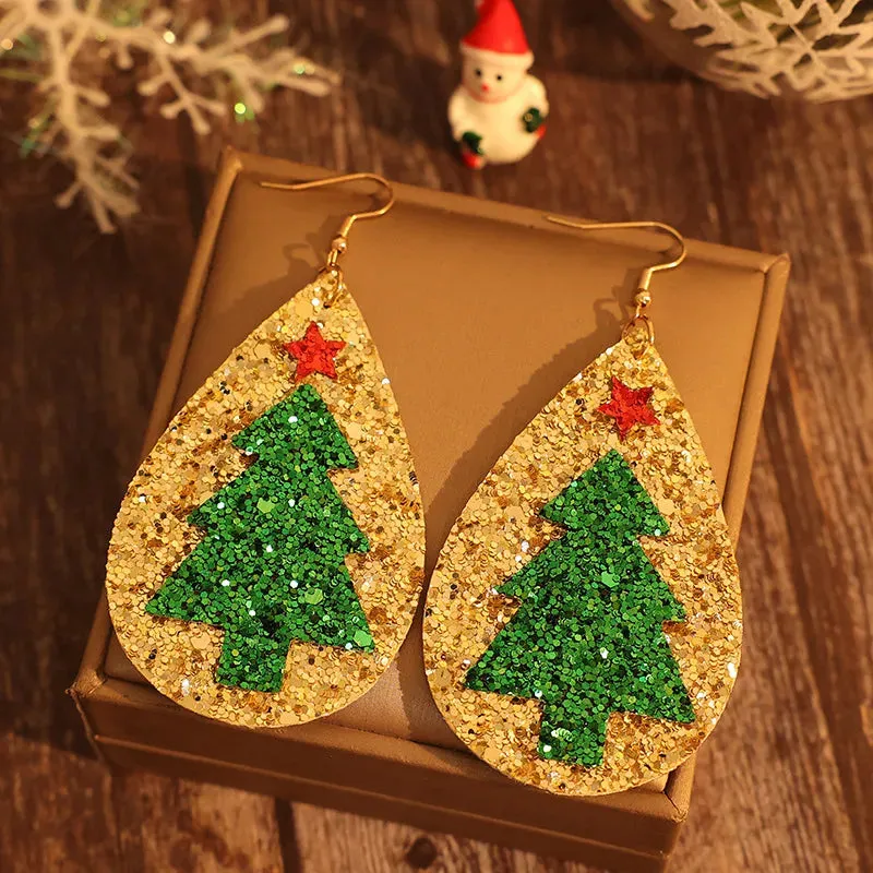 PU Leather Christmas Tree Earrings sold by Gigi Laurent product image thumbnail 2