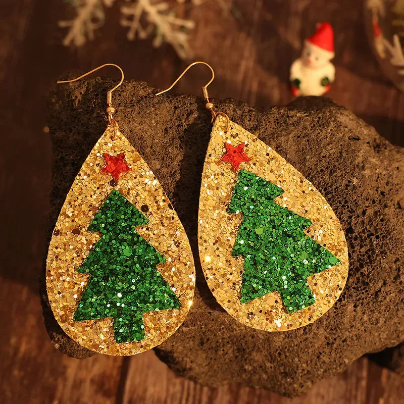 PU Leather Christmas Tree Earrings sold by Gigi Laurent product image thumbnail 4