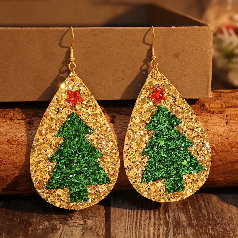 PU Leather Christmas Tree Earrings sold by Gigi Laurent product image thumbnail 3