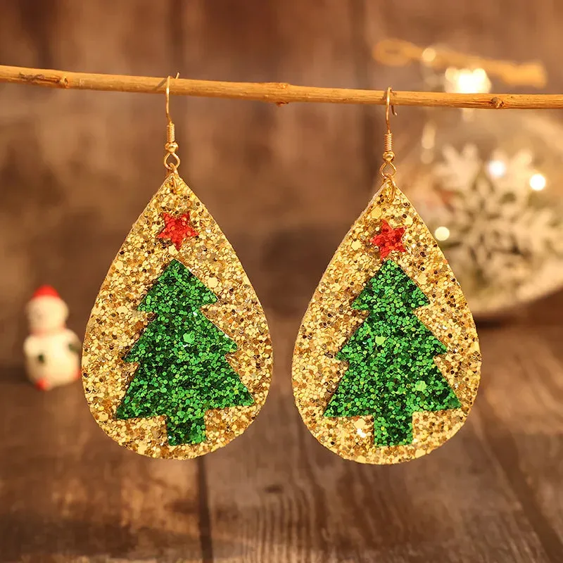 PU Leather Christmas Tree Earrings sold by Gigi Laurent
