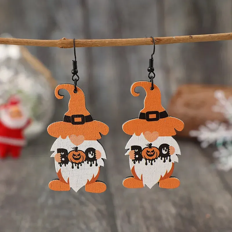 Wooden Dwarfs Pumpkin Dangle Earrings sold by Gigi Laurent