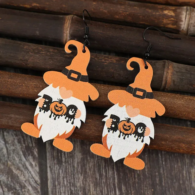 Wooden Dwarfs Pumpkin Dangle Earrings sold by Gigi Laurent product image thumbnail 2