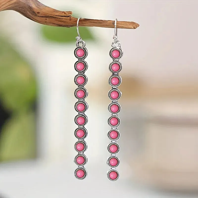 Artificial Turquoise Alloy Bar Earrings sold by Gigi Laurent