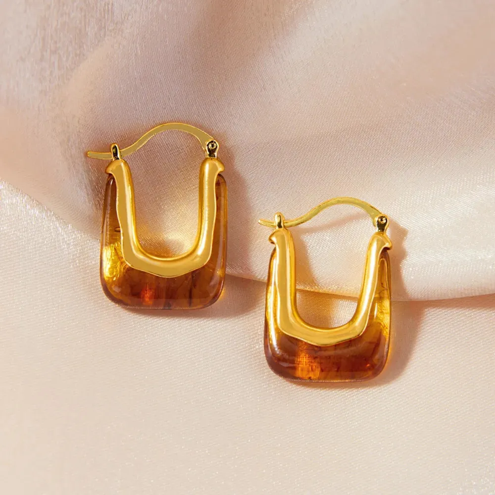 Resin Copper U Shape Earrings sold by Gigi Laurent product image thumbnail 3
