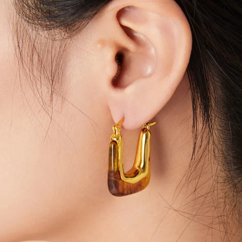 Resin Copper U Shape Earrings sold by Gigi Laurent product image thumbnail 2