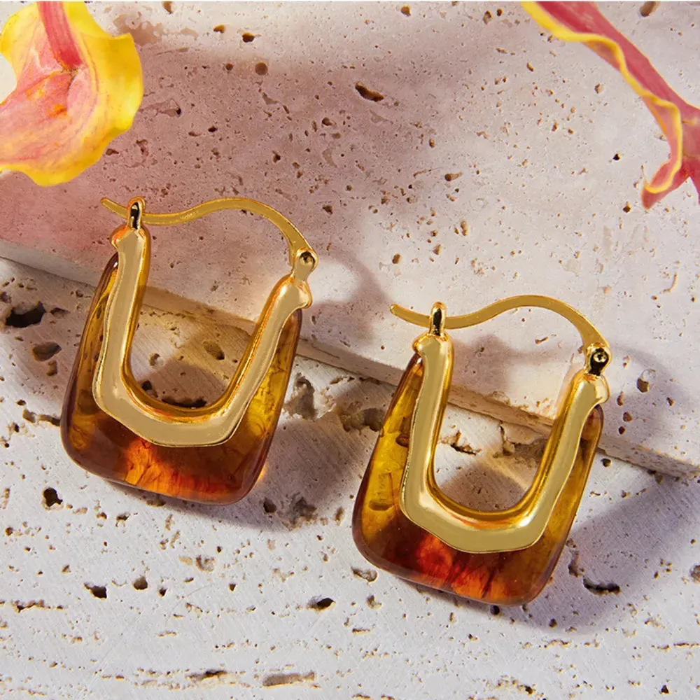 Resin Copper U Shape Earrings sold by Gigi Laurent product image thumbnail 4
