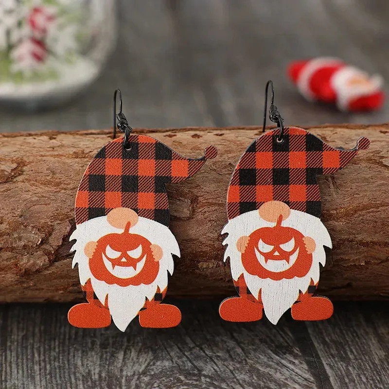 Wooden Dwarfs Pumpkin Dangle Earrings sold by Gigi Laurent