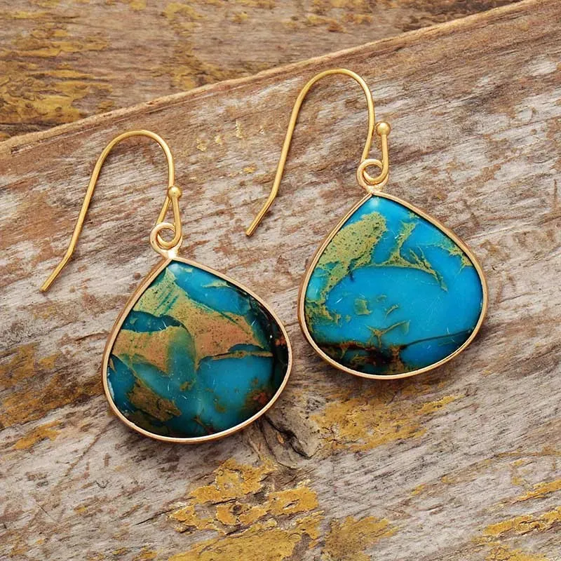 18K Gold-Plated Natural Stone Earrings sold by Gigi Laurent product image thumbnail 3