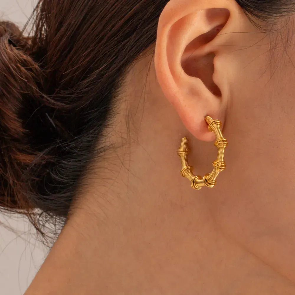 18K Gold-Plated Stainless Steel C-Hoop Earrings sold by Gigi Laurent product image thumbnail 5
