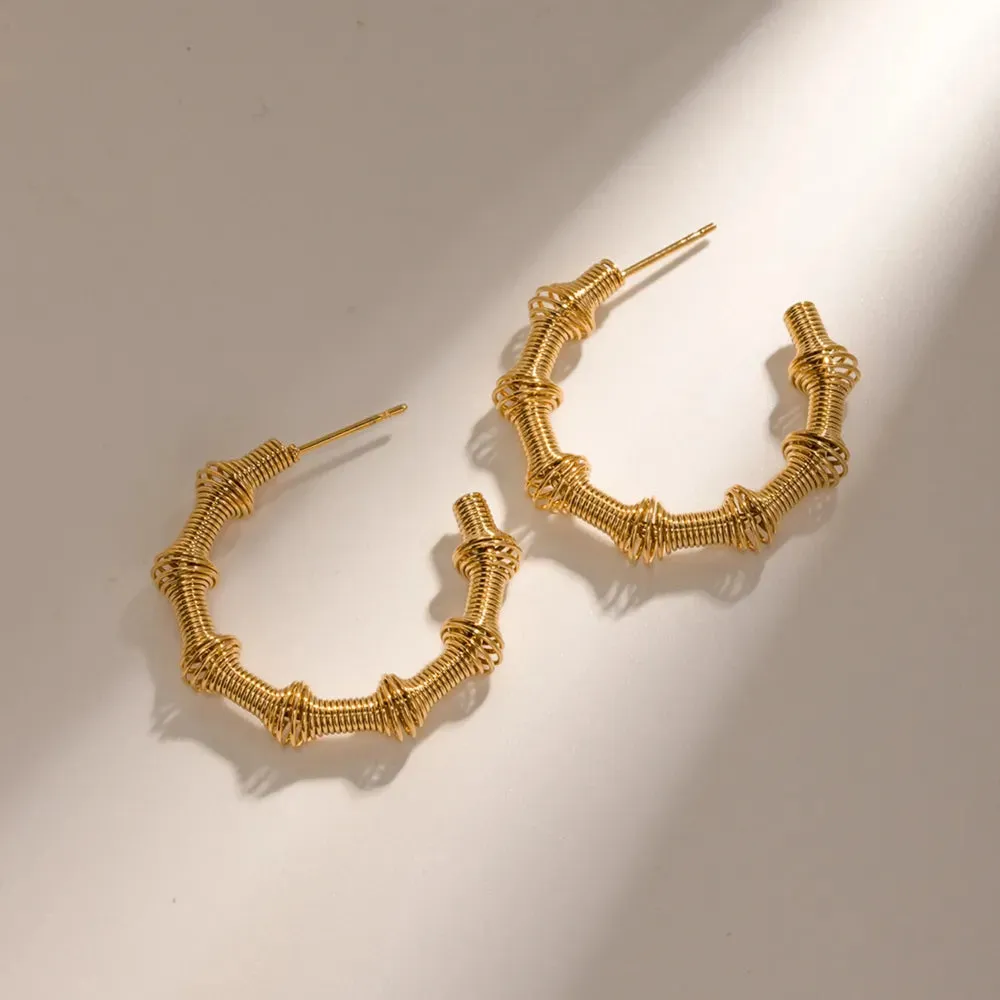 18K Gold-Plated Stainless Steel C-Hoop Earrings sold by Gigi Laurent product image thumbnail 3