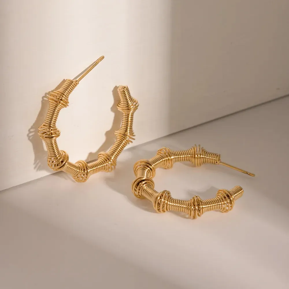 18K Gold-Plated Stainless Steel C-Hoop Earrings sold by Gigi Laurent product image thumbnail 2