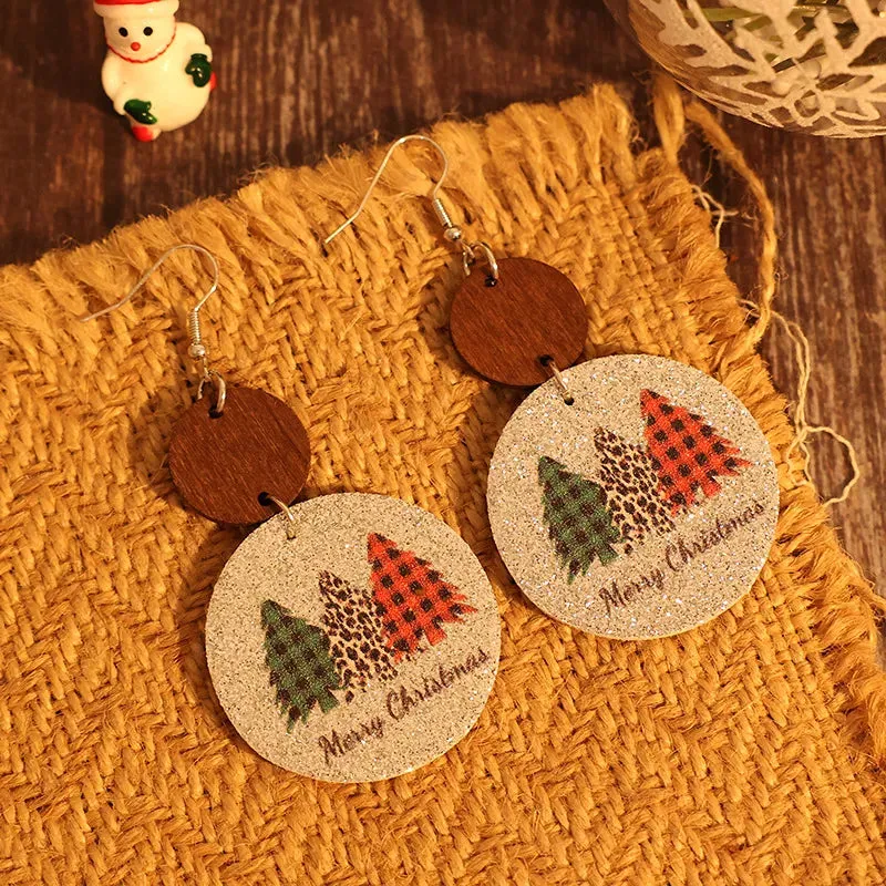 PU Leather Christmas Tree Earrings sold by Gigi Laurent