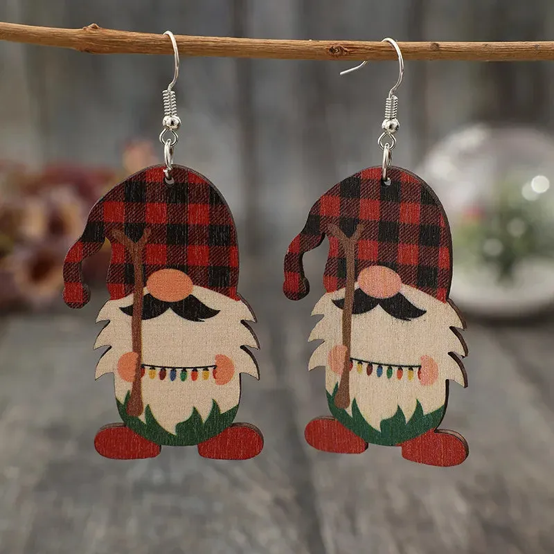 Wooden Pointed Hat Gnome Earrings sold by Gigi Laurent