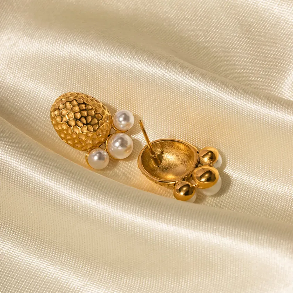 Imitation Pearl Stainless Steel Stud Earrings sold by Gigi Laurent product image thumbnail 4