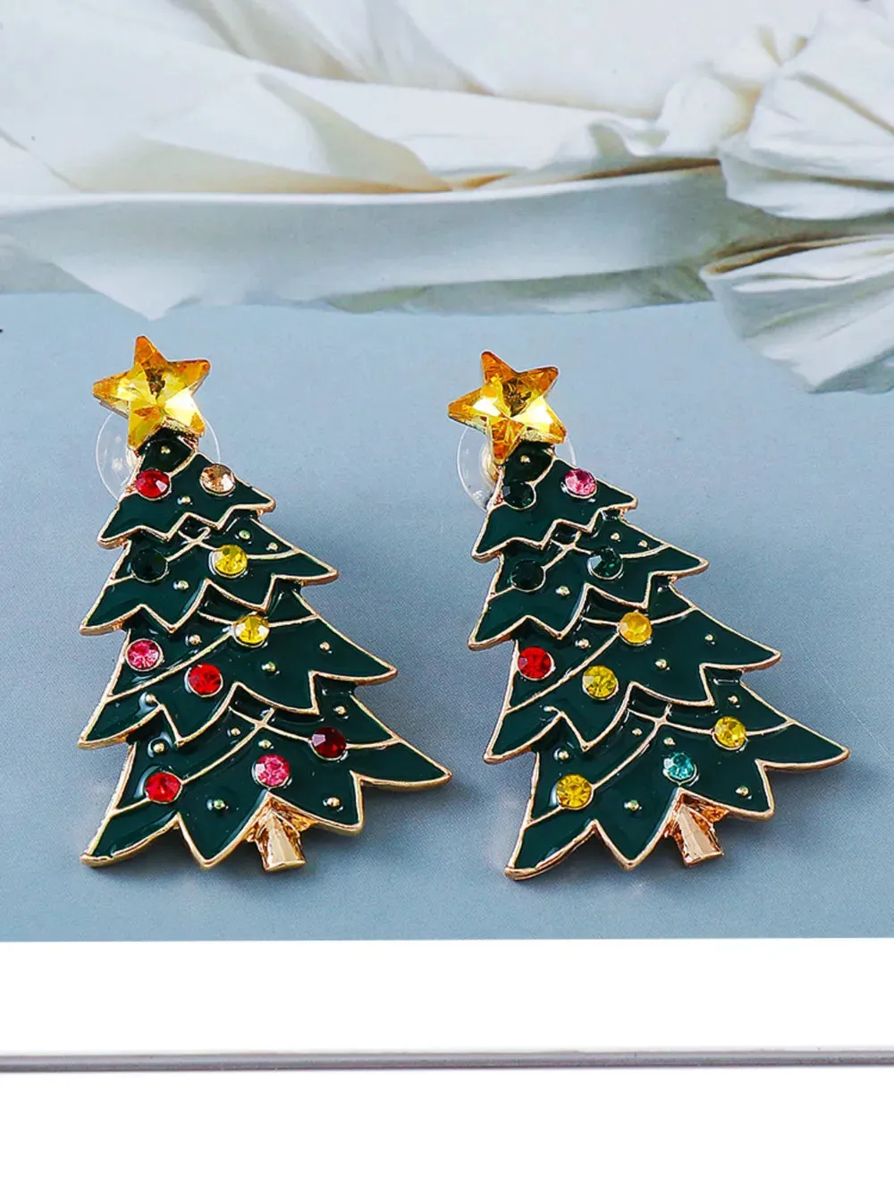 Alloy Inlaid Rhinestone Christmas Tree Earrings sold by Gigi Laurent product image thumbnail 2
