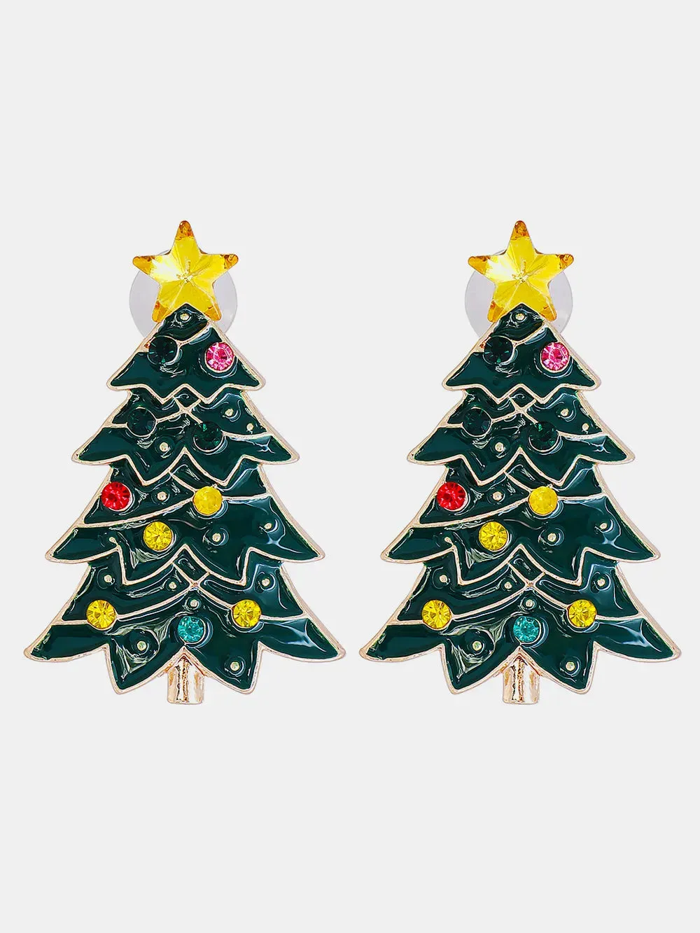 Alloy Inlaid Rhinestone Christmas Tree Earrings sold by Gigi Laurent