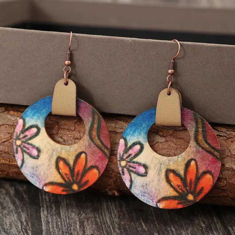 Wooden Flower Round Shape Earrings sold by Gigi Laurent product image thumbnail 2