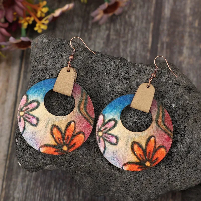 Wooden Flower Round Shape Earrings sold by Gigi Laurent product image thumbnail 4