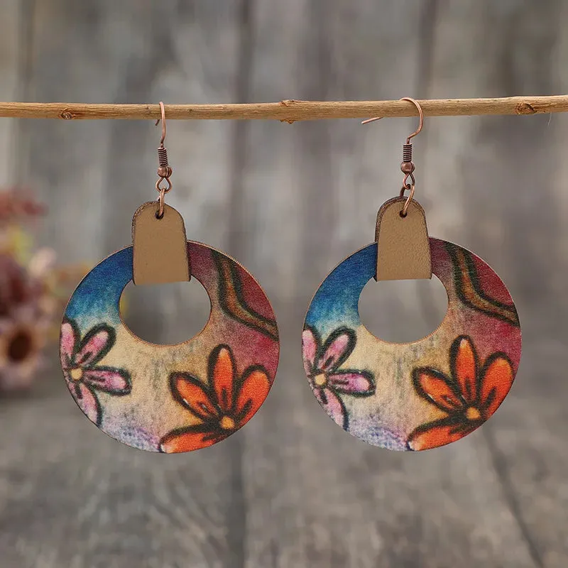 Wooden Flower Round Shape Earrings sold by Gigi Laurent product image thumbnail 3